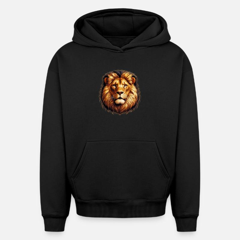 Lion - Sweat à capuche unisexe oversize épais SPREAD - noir