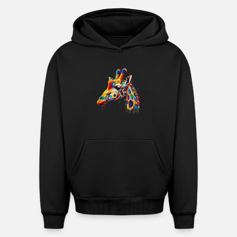 Girafe - Sweat à capuche unisexe oversize épais SPREAD - noir