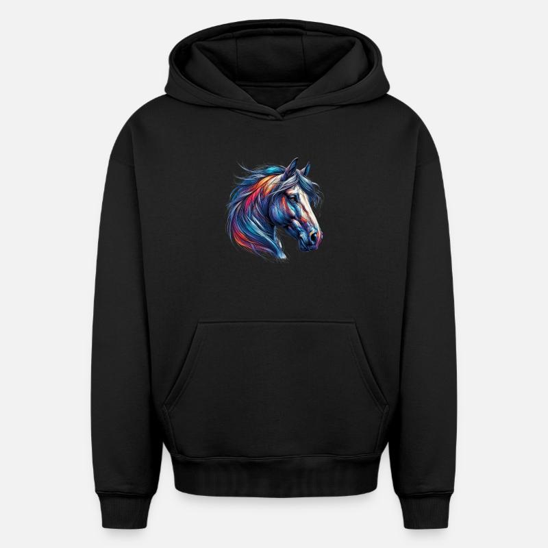 Cheval - Sweat à capuche unisexe oversize épais SPREAD - noir
