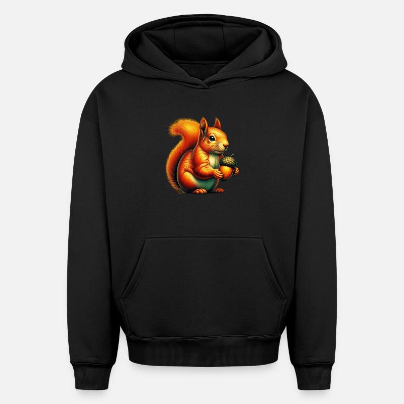 Écureuil - Sweat à capuche unisexe oversize épais SPREAD - noir