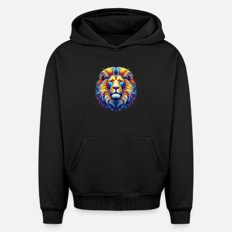 Lion - Sweat à capuche unisexe oversize épais SPREAD - noir