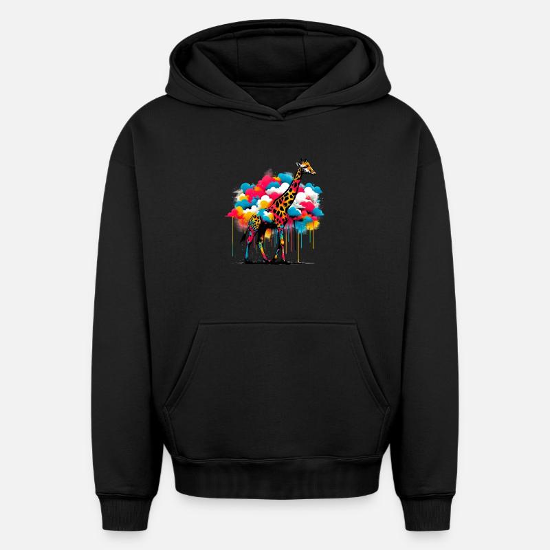 Girafe - Sweat à capuche unisexe oversize épais SPREAD - noir