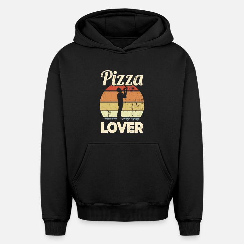 Mangeur de pizza - Sweat à capuche unisexe oversize épais SPREAD - noir