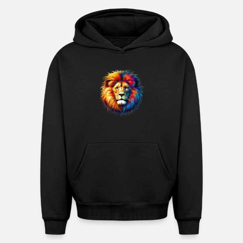 Lion - Sweat à capuche unisexe oversize épais SPREAD - noir