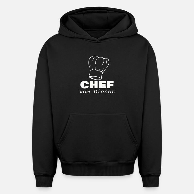 CHEF en service - Sweat à capuche unisexe oversize épais SPREAD - noir
