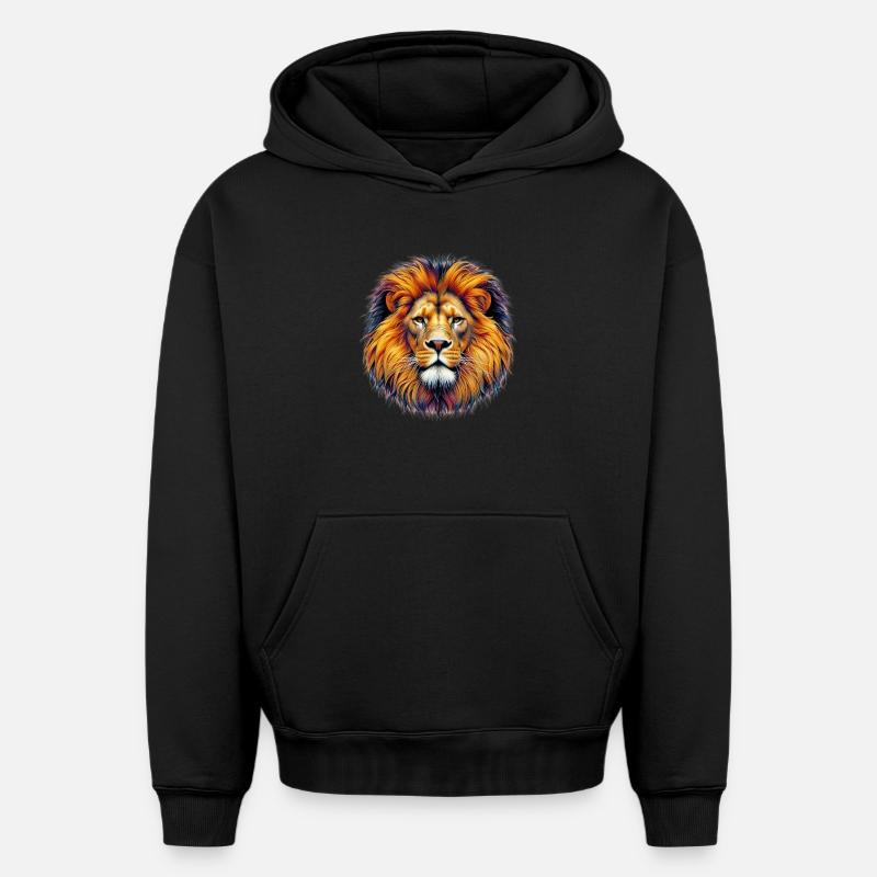 Lion - Sweat à capuche unisexe oversize épais SPREAD - noir