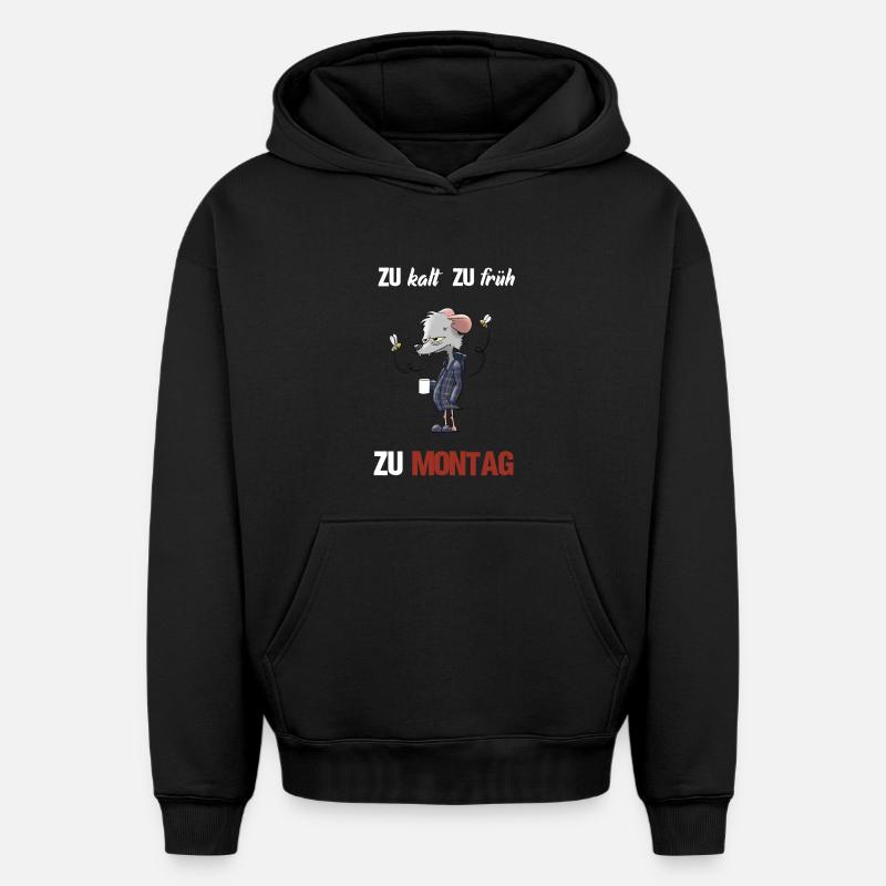 lundi fou - Sweat à capuche unisexe oversize épais SPREAD - noir
