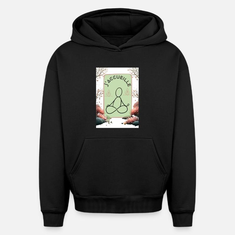 accueillir flûtant - Sweat à capuche unisexe oversize épais SPREAD - noir