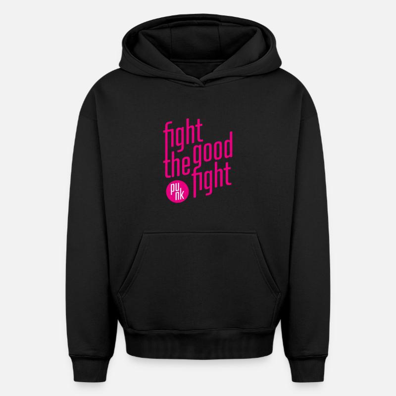 ThinkBick_Fight_the_good_fight_2026_1 - Sweat à capuche unisexe oversize épais SPREAD - noir