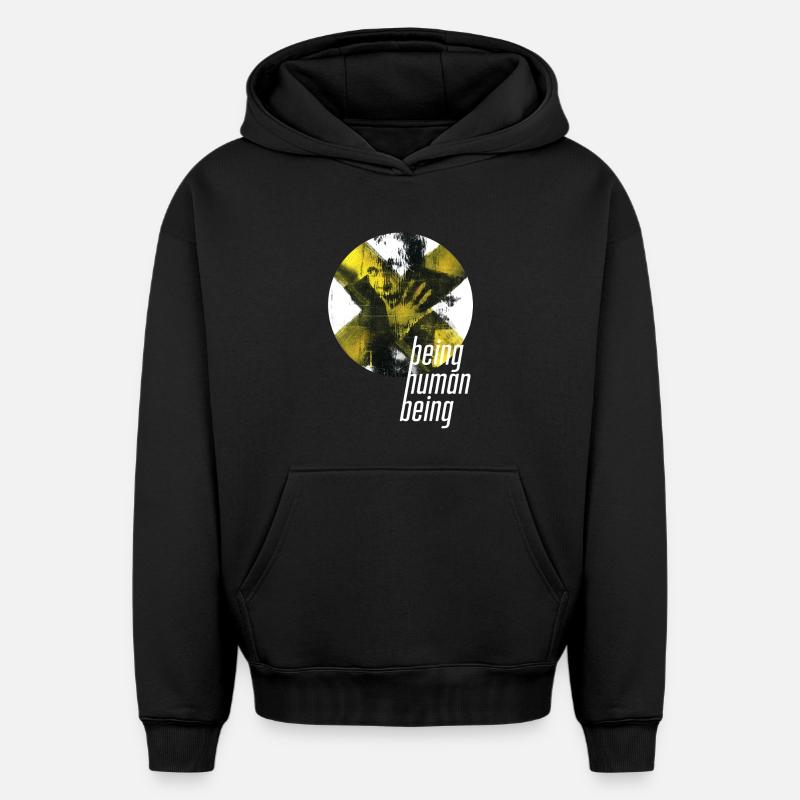 ThinkBick_being_human_being_2026_5 - Sweat à capuche unisexe oversize épais SPREAD - noir