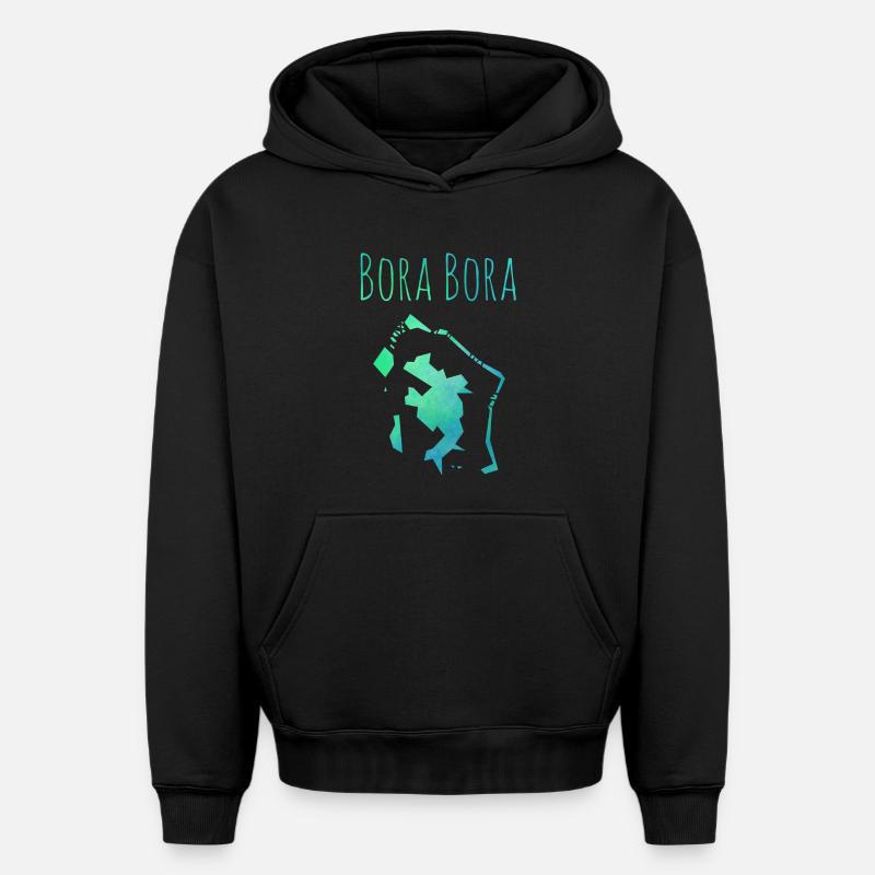 bora bora - Sweat à capuche unisexe oversize épais SPREAD - noir