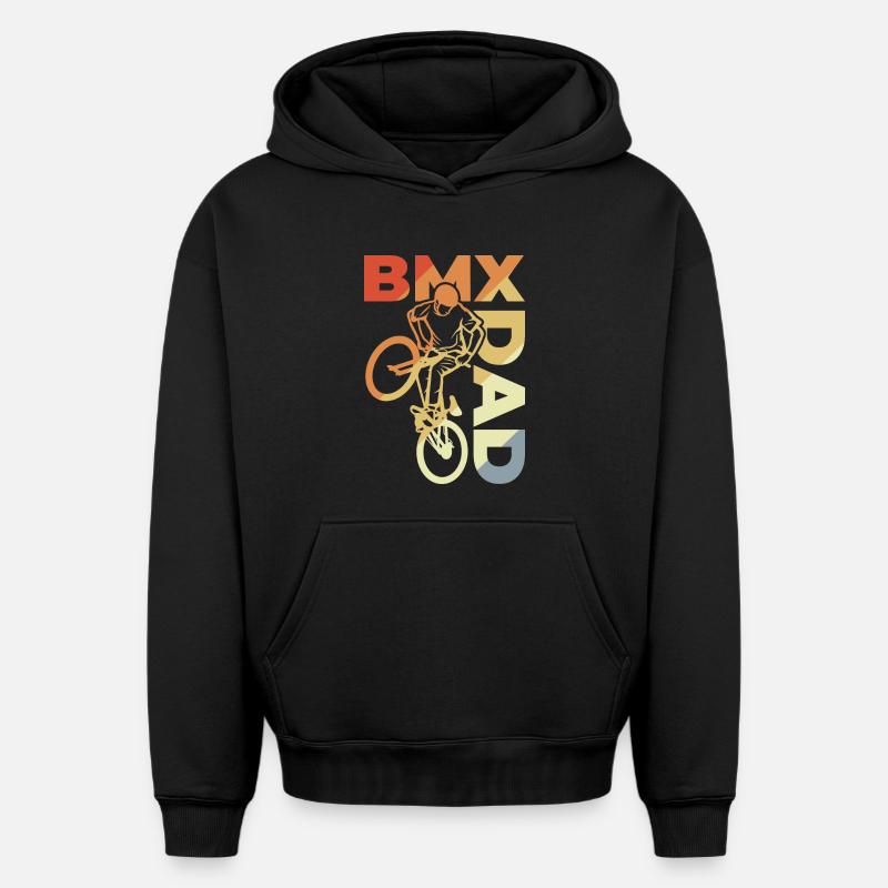 Papa BMX - Sweat à capuche unisexe oversize épais SPREAD - noir