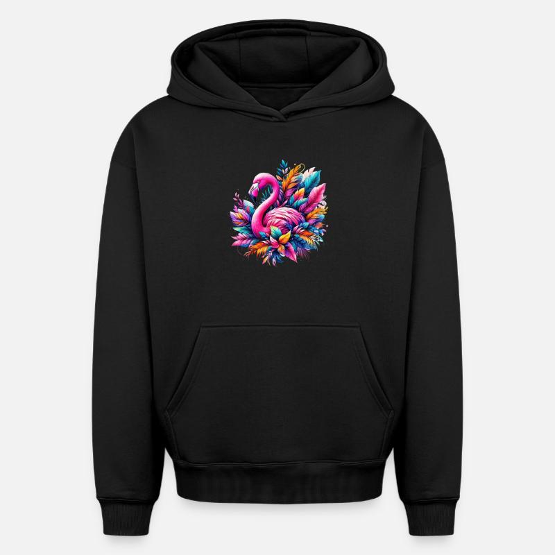 Flamant - Sweat à capuche unisexe oversize épais SPREAD - noir