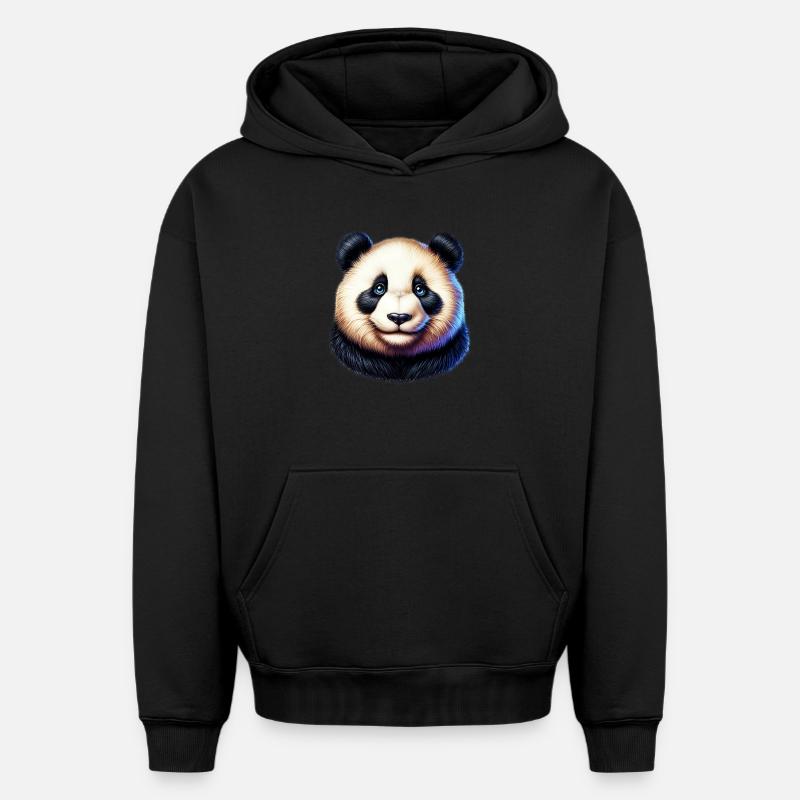 Panda - Sweat à capuche unisexe oversize épais SPREAD - noir