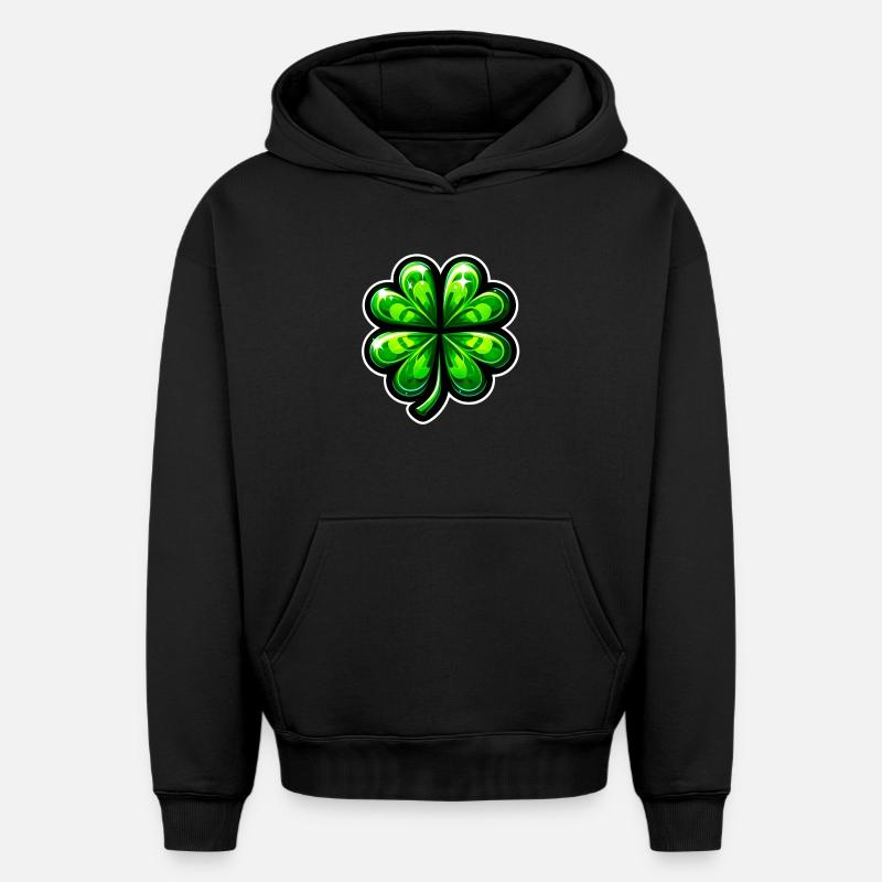 Trèfle à quatre feuilles - Sweat à capuche unisexe oversize épais SPREAD - noir
