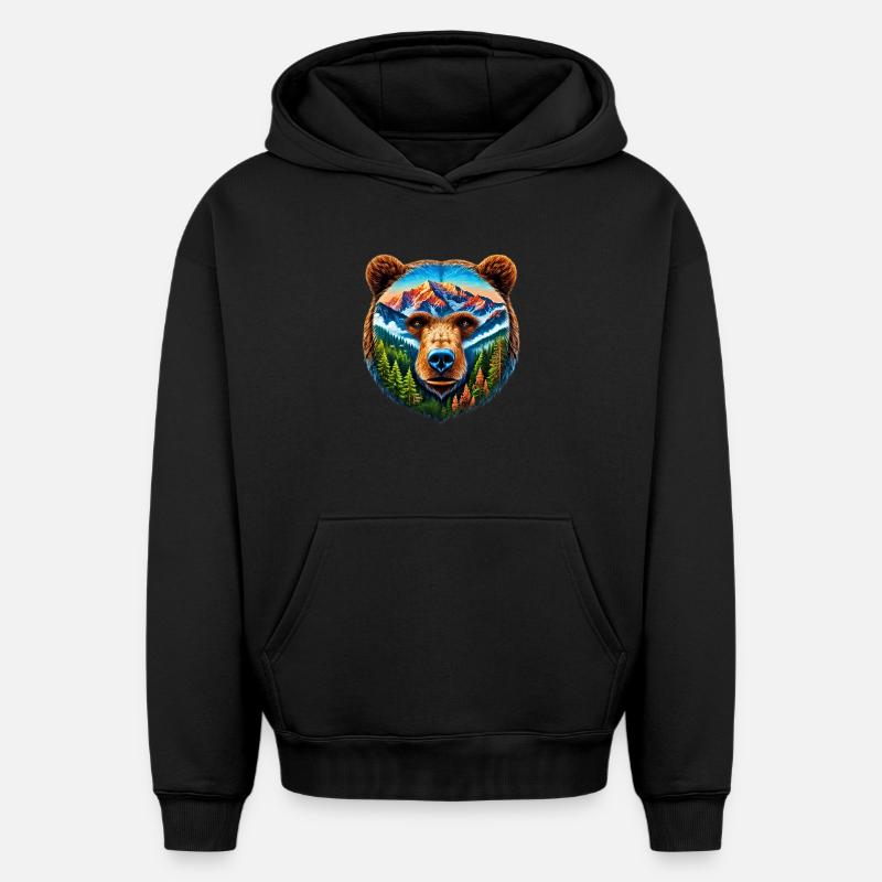 Ours - Sweat à capuche unisexe oversize épais SPREAD - noir