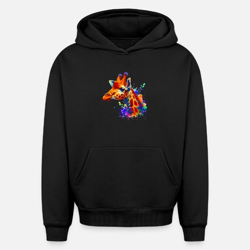 Girafe - Sweat à capuche unisexe oversize épais SPREAD - noir