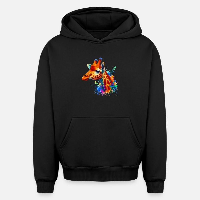 Girafe - Sweat à capuche unisexe oversize épais SPREAD - noir