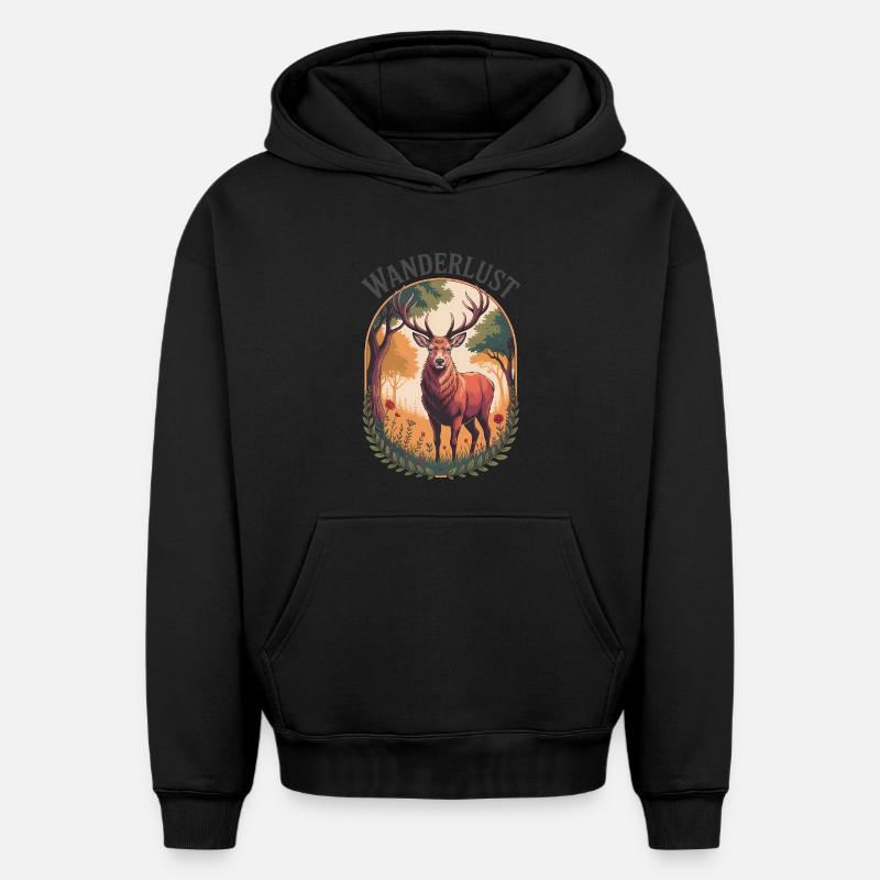 Errance - Sweat à capuche unisexe oversize épais SPREAD - noir
