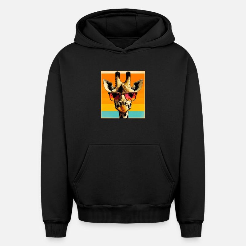 girafe - Sweat à capuche unisexe oversize épais SPREAD - noir