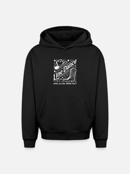Line Dance Western Hut Stiefel Sterne - Oversized Heavyweight Unisex Hoodie - Schwarz