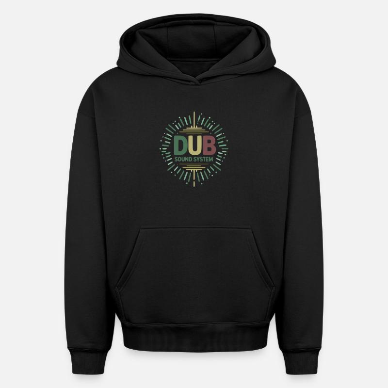 dub sound system design - Sweat à capuche unisexe oversize épais SPREAD - noir