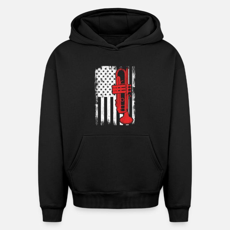 Drapeau Trumpet USA - Sweat à capuche unisexe oversize épais SPREAD - noir