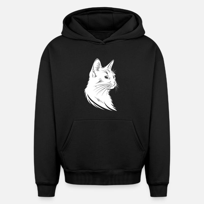 Croquis de chat - Sweat à capuche unisexe oversize épais SPREAD - noir