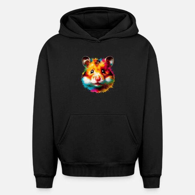 Hamster - Sweat à capuche unisexe oversize épais SPREAD - noir