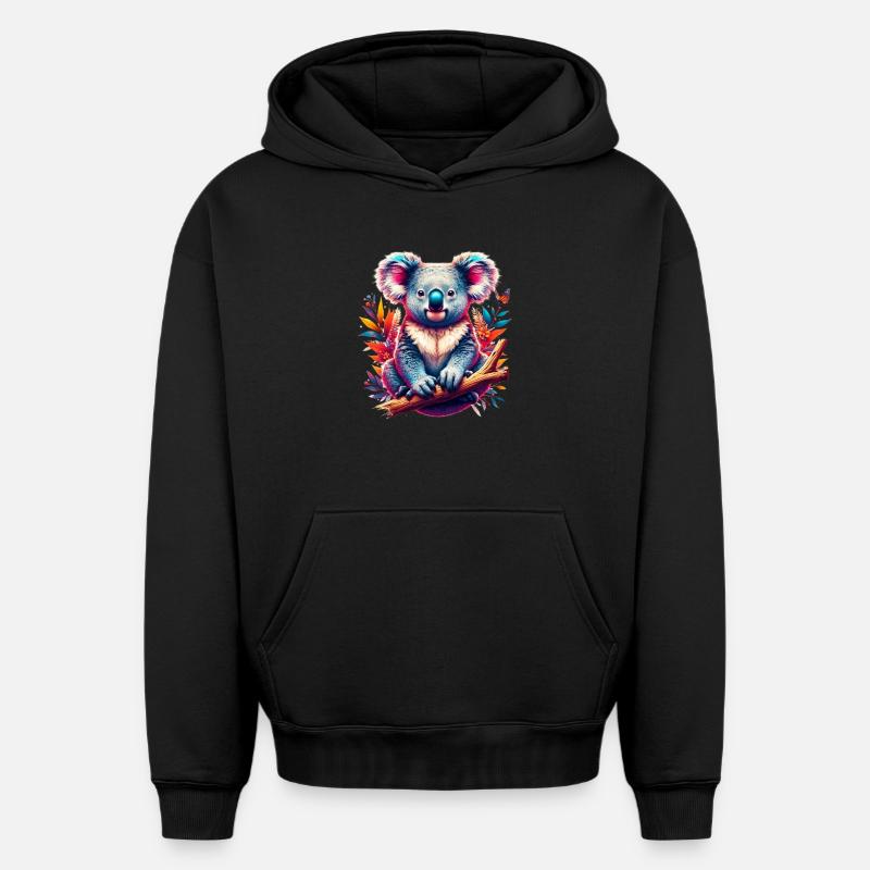 Koala - Sweat à capuche unisexe oversize épais SPREAD - noir