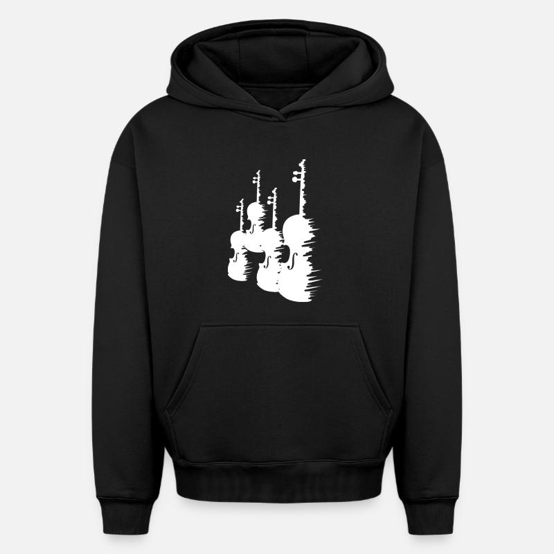Dessin de violons - Sweat à capuche unisexe oversize épais SPREAD - noir