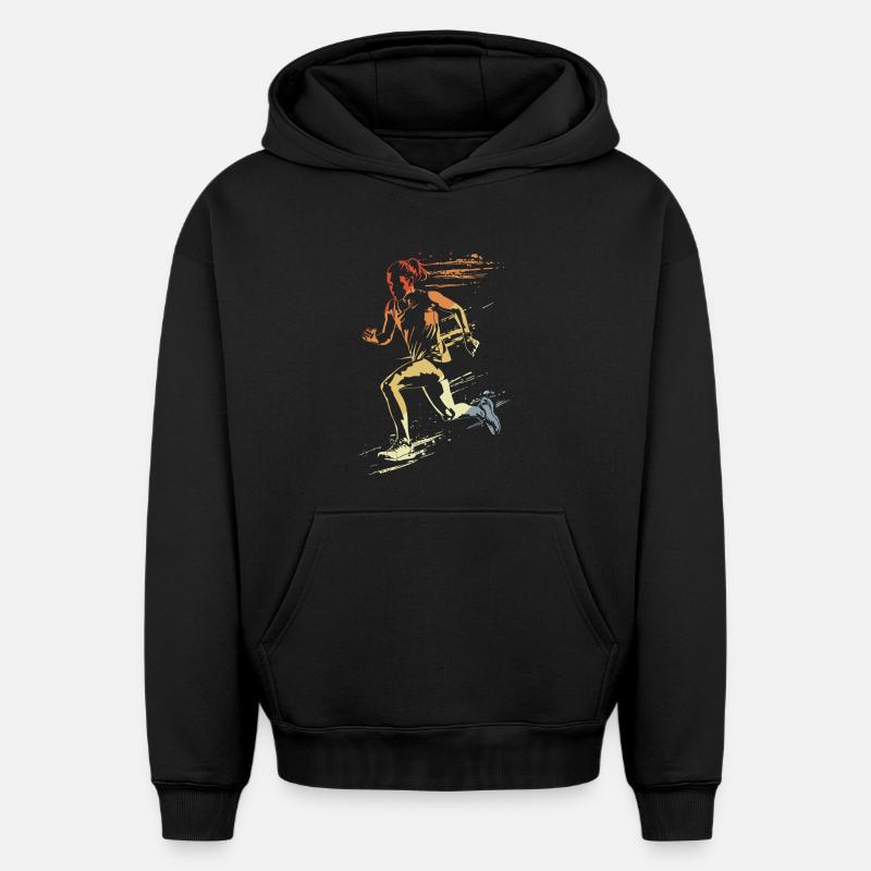 Coureuse style rétro - Sweat à capuche unisexe oversize épais SPREAD - noir