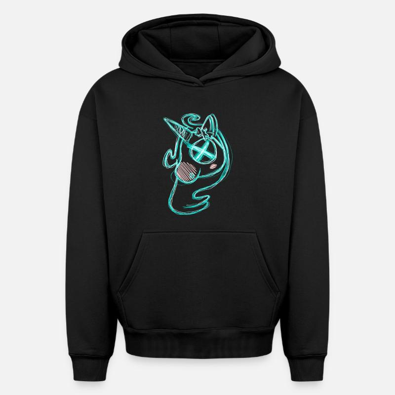 Uni vert mort - Sweat à capuche unisexe oversize épais SPREAD - noir