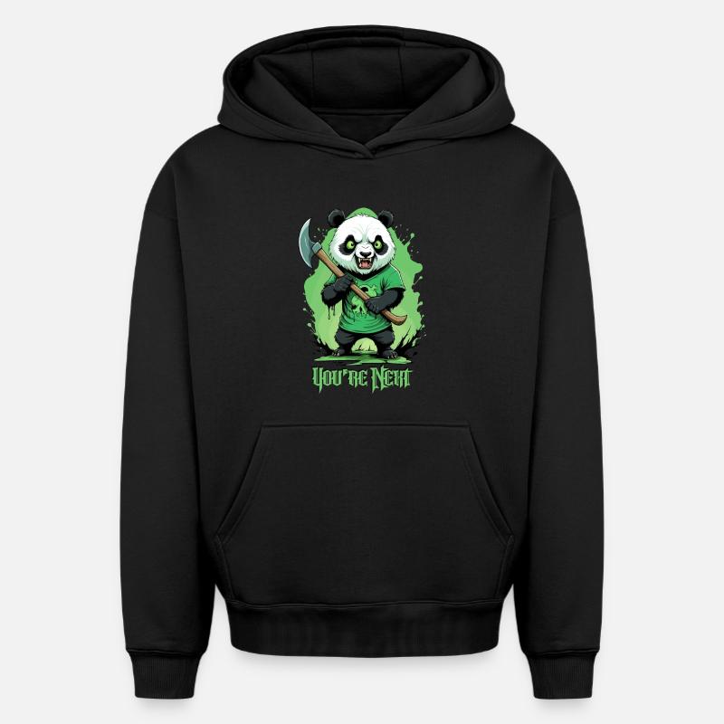 Zombie Panda - Sweat à capuche unisexe oversize épais SPREAD - noir