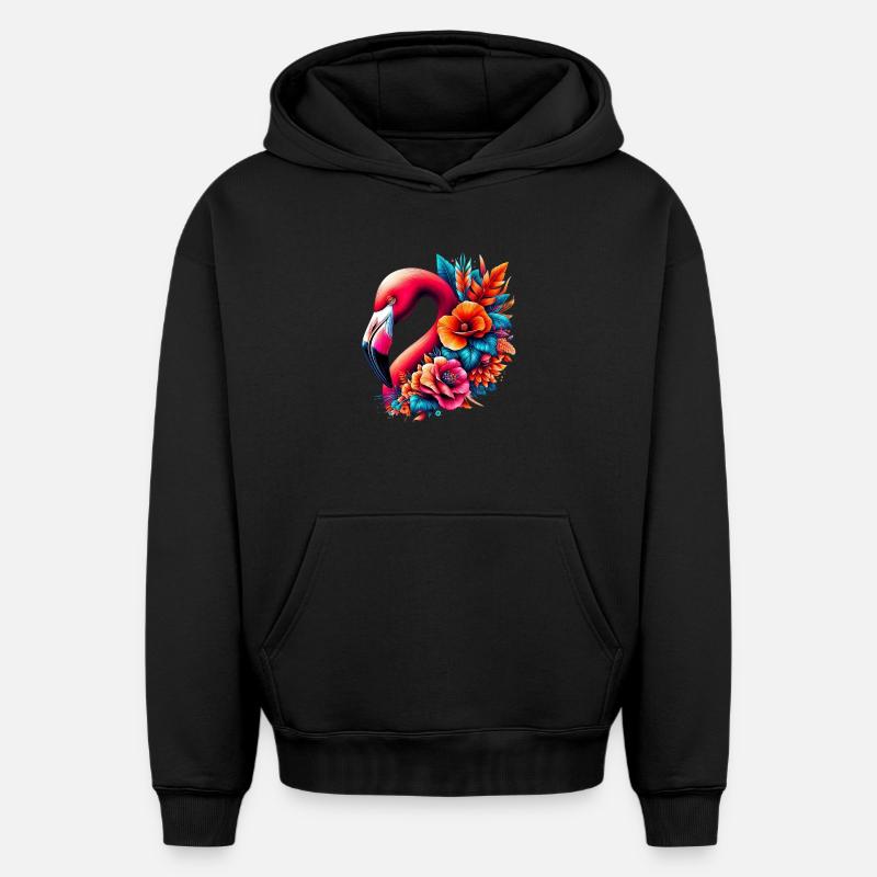 Flamant - Sweat à capuche unisexe oversize épais SPREAD - noir