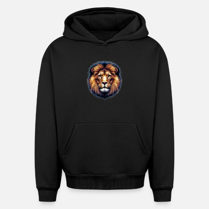 Lion - Sweat à capuche unisexe oversize épais SPREAD - noir