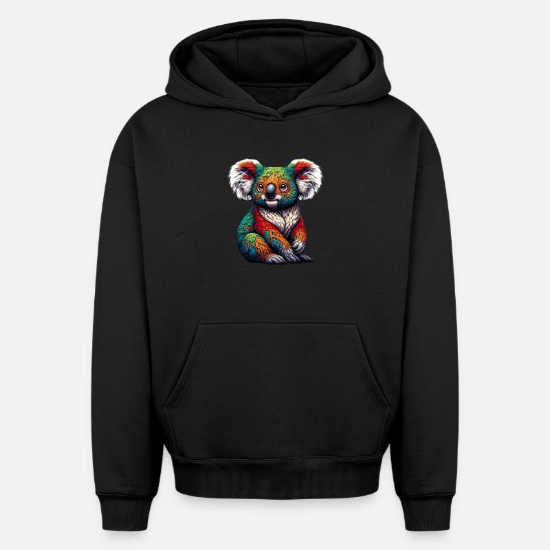 Koala - Sweat à capuche unisexe oversize épais SPREAD - noir