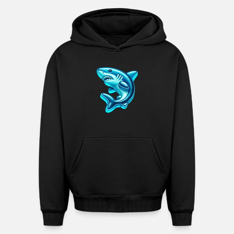 Requin - Sweat à capuche unisexe oversize épais SPREAD - noir