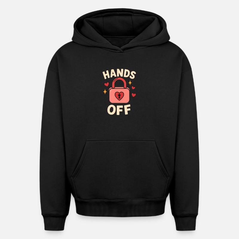 Pas touche – Pas de contact ! - Sweat à capuche unisexe oversize épais SPREAD - noir