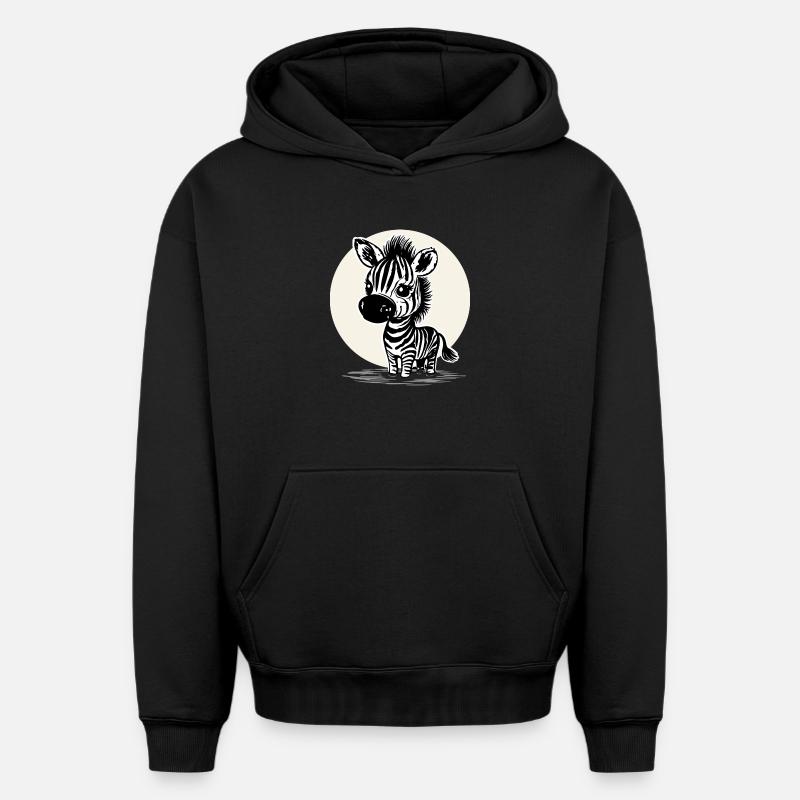 Zèbre mignon – Motif d’animal mignon - Sweat à capuche unisexe oversize épais SPREAD - noir