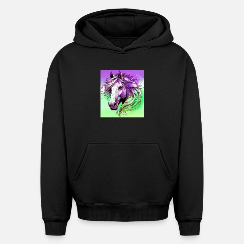 cheval - Sweat à capuche unisexe oversize épais SPREAD - noir