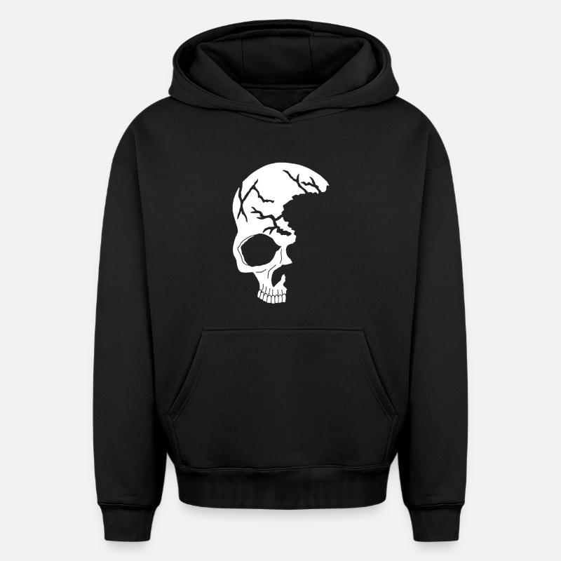 Demi-crâne blanc - Sweat à capuche unisexe oversize épais SPREAD - noir