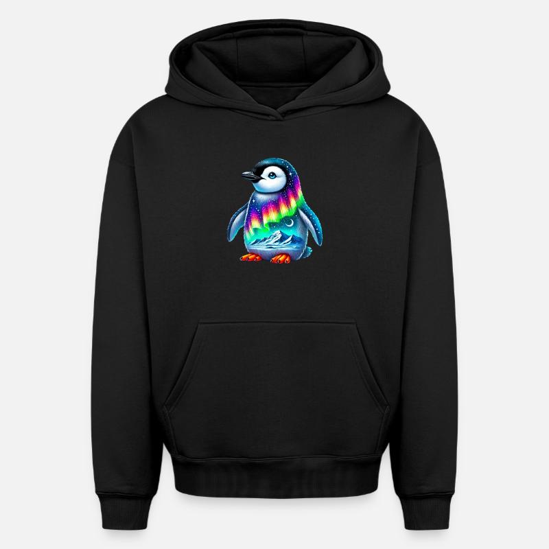 Pingouin - Sweat à capuche unisexe oversize épais SPREAD - noir