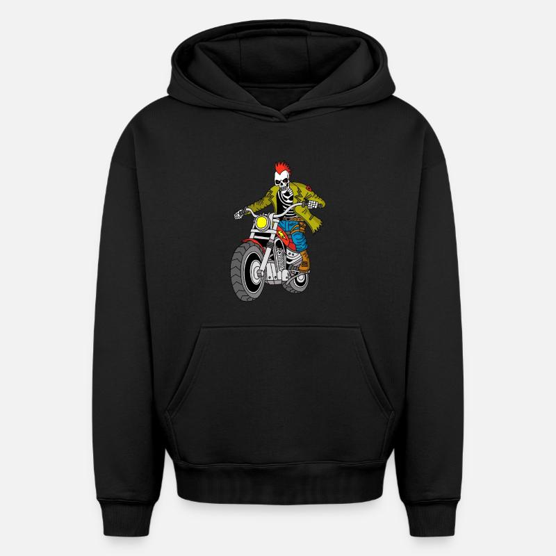 Motard de l'enfer - Sweat à capuche unisexe oversize épais SPREAD - noir