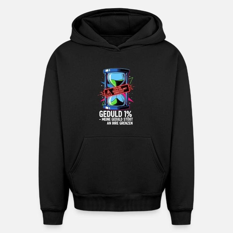 Patience 1 % Sablier Illustration - Sweat à capuche unisexe oversize épais SPREAD - noir