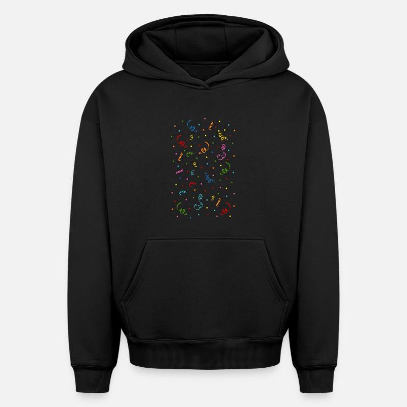 Serpentins confettis - Sweat à capuche unisexe oversize épais SPREAD - noir