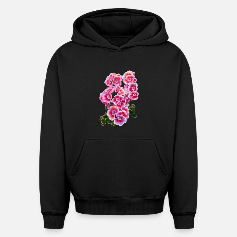 fleur - Sweat à capuche unisexe oversize épais SPREAD - noir