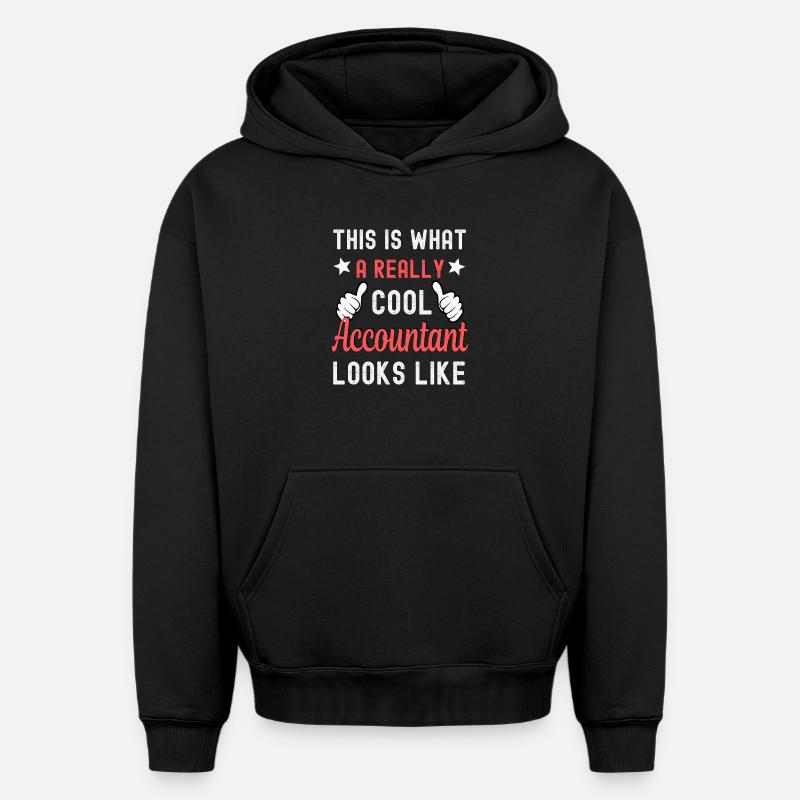 Comptable comptable - Sweat à capuche unisexe oversize épais SPREAD - noir
