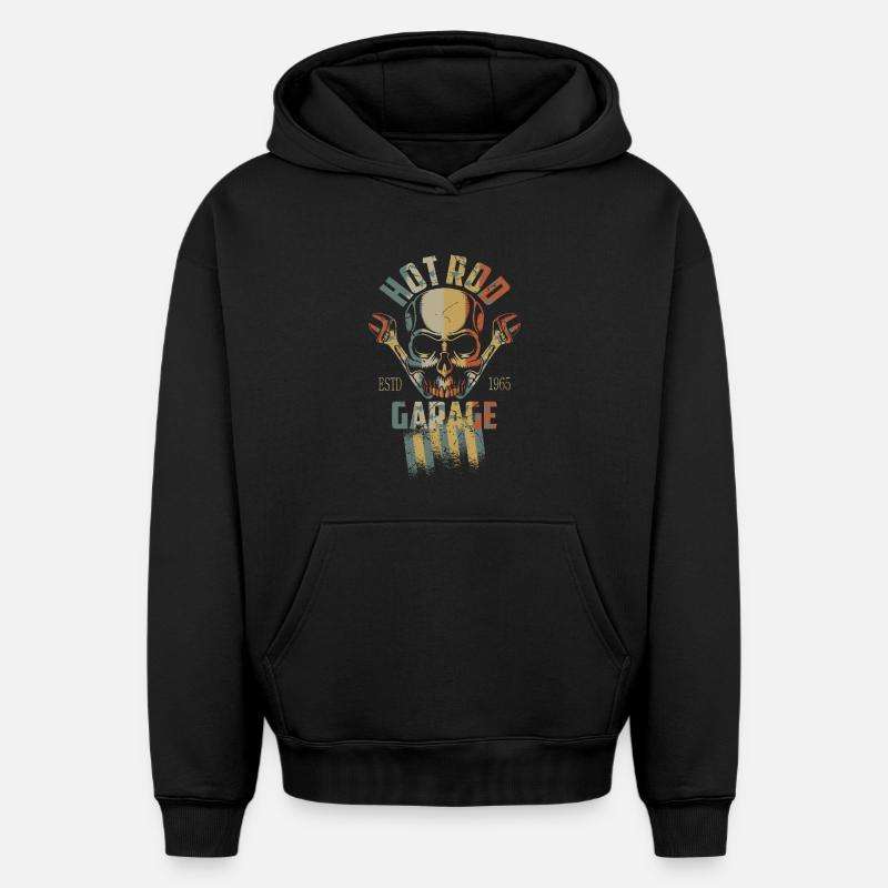 Hot Rod - Sweat à capuche unisexe oversize épais SPREAD - noir