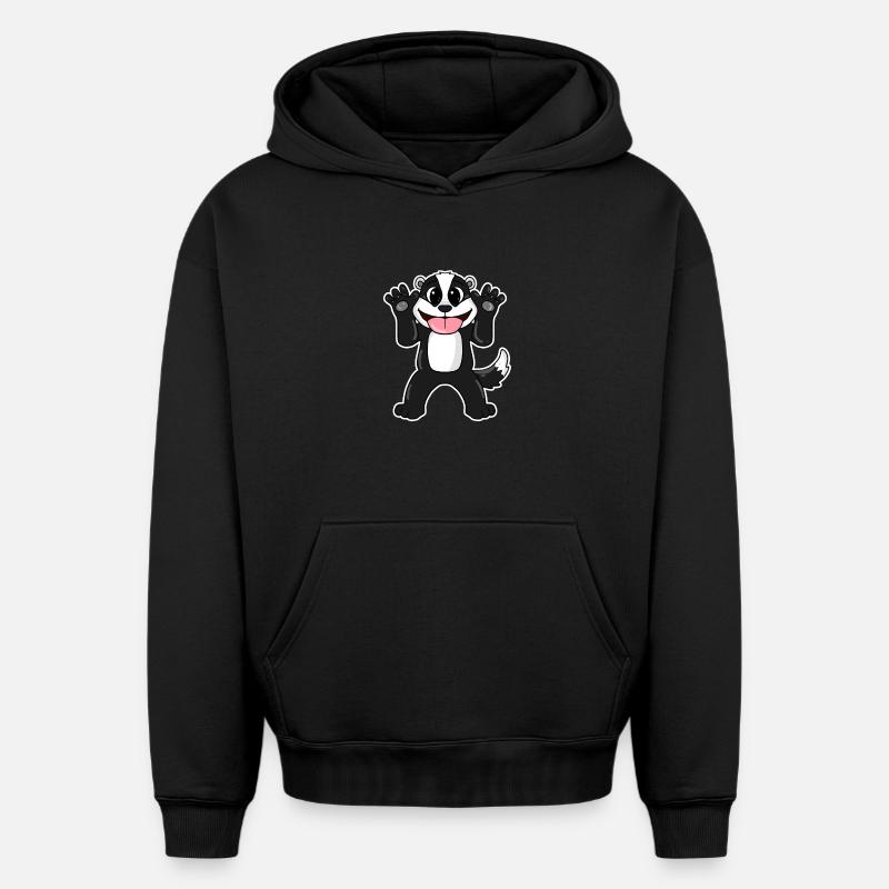 Blaireau Blaireau - Sweat à capuche unisexe oversize épais SPREAD - noir